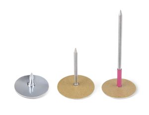 Cup head weld pins with washer head, stainless and galvanized for duct lining, ClimateCarer insulation fastener supplier