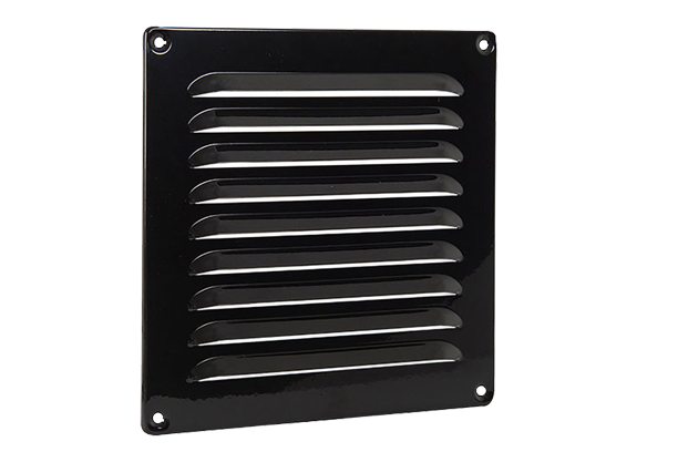 Powder coated black grille for HVAC ducts, ClimateCarer powder coating supplier